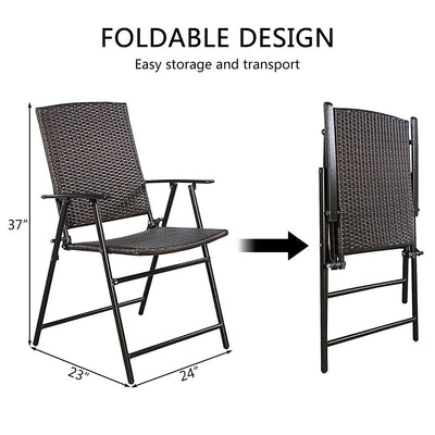 Set of 4 Portable Folding Rattan Chair Support 250 lbs