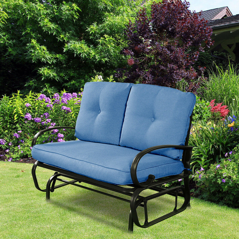 2-person Glider Rocking Bench Loveseat with Removable Cushion