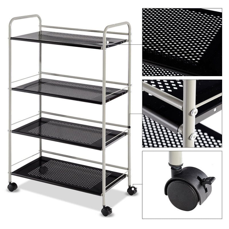 4-Tier Metal Rolling Storage Rack Bathroom Kitchen Cart