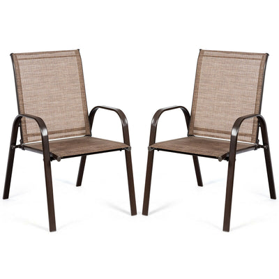 2 Pieces Patio Outdoor Dining Chair with Armrest