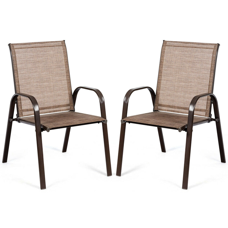 2 Pcs Patio Outdoor Dining Chair with Armrest