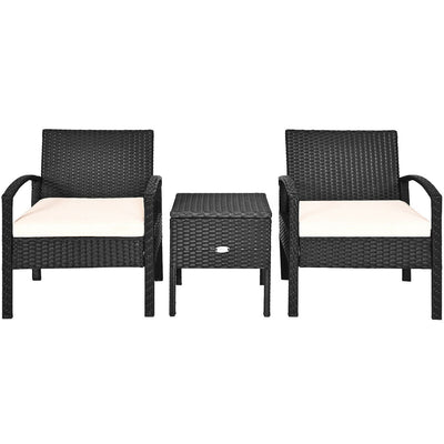 3 Piece PE Rattan Wicker Sofa Set with Washable and Removable Cushion