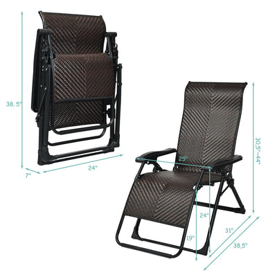 Set of 2 Folding Adjustable Rattan Lounge Chair