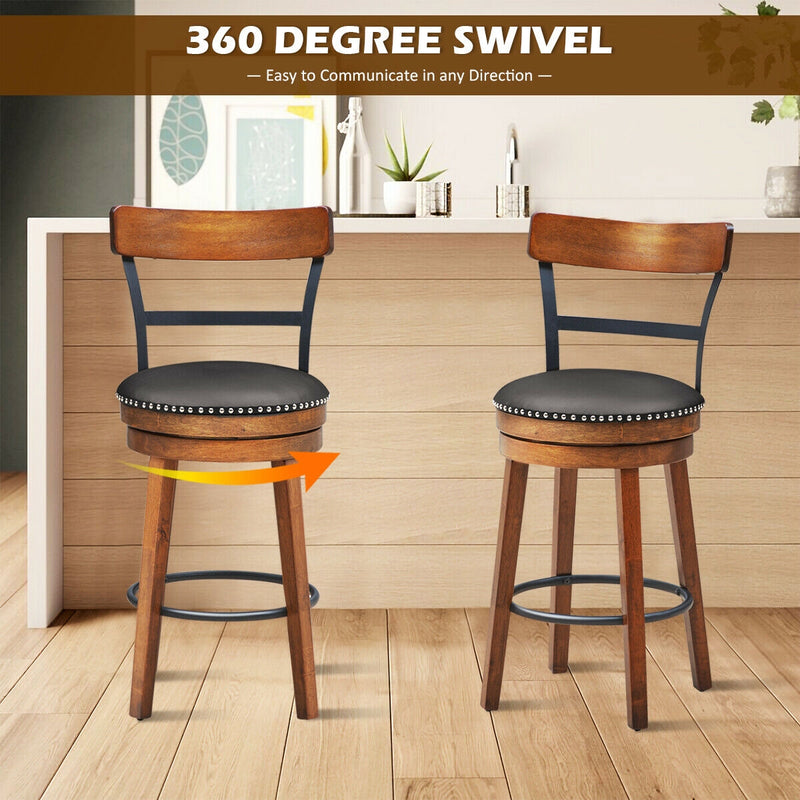 360-Degree Swivel Stools with Leather Padded Seat