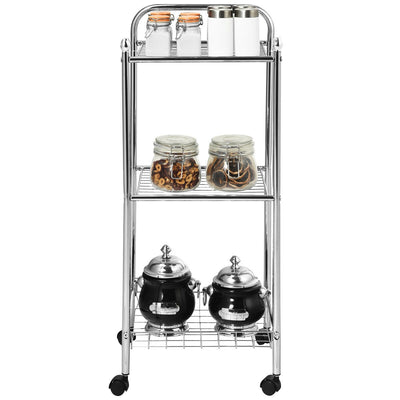3-Tier Metal Mesh Rolling Utility Cart with Wheels