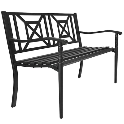Patio Garden Bench with Powder Coated Steel Frame