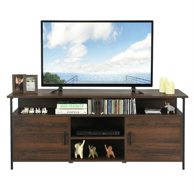 65" TV Stand with Open Shelves and Storage Cabinets