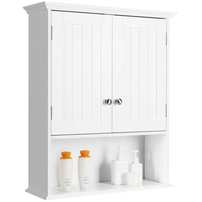 Wall Mount Bathroom Cabinet Storage Organizer with Doors and Shelves