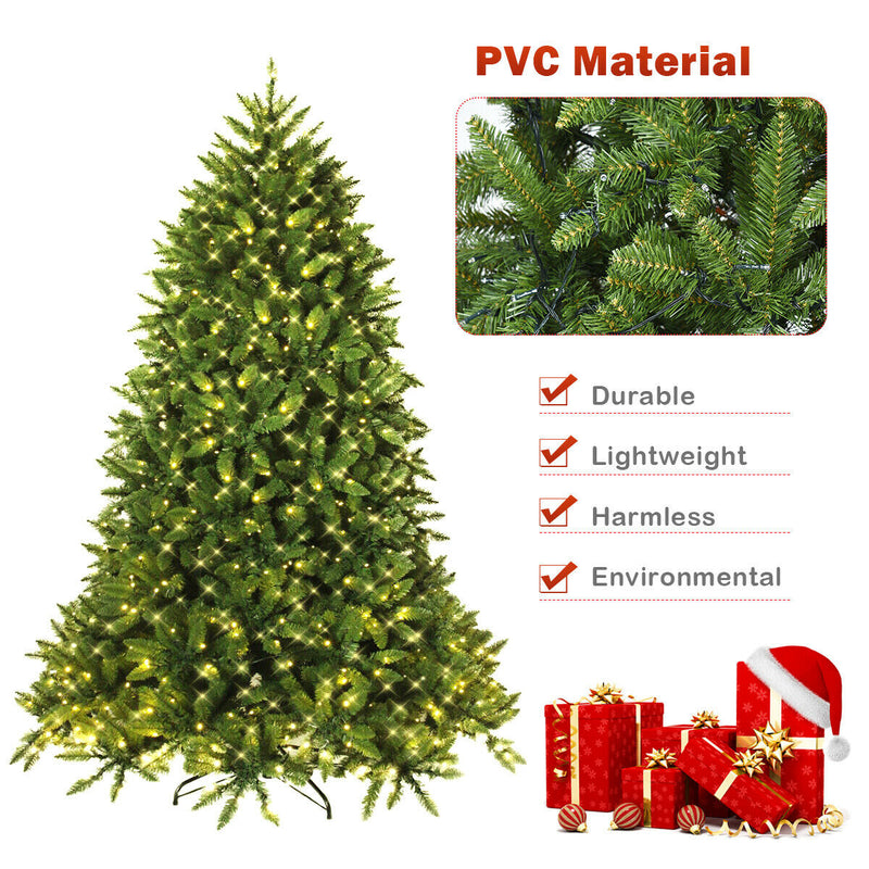 6 Ft Premium Hinged Artificial Fir Christmas Tree with LED Lights