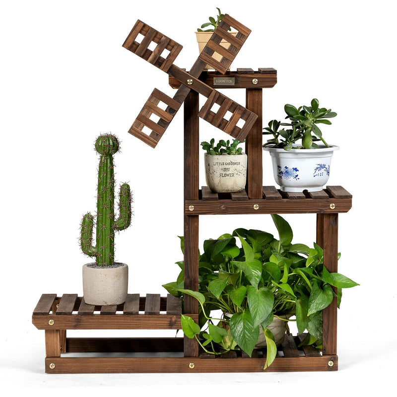 Wood Plant Stand 4 Tier Shelf Multiple Space-saving Rack