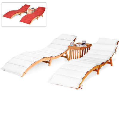 3 PCs Folding Lounge Chair Table Set with Carrying Handle