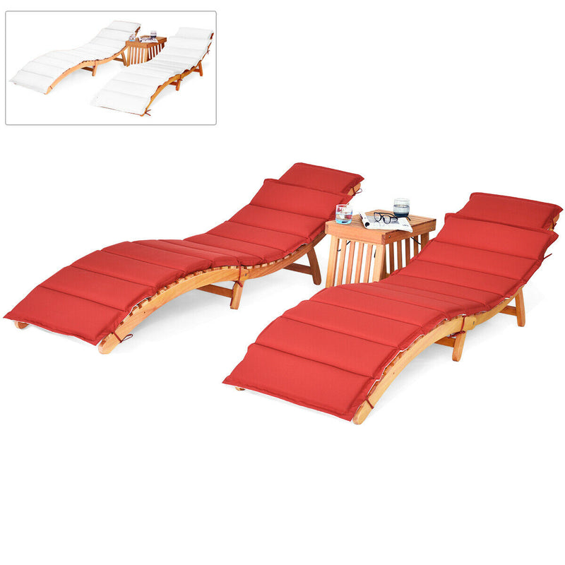 3 PCs Folding Lounge Chair Table Set with Carrying Handle