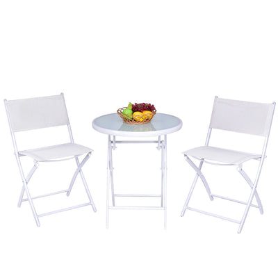 3 Pieces Patio Folding Bistro Set for Balcony or Outdoor Space