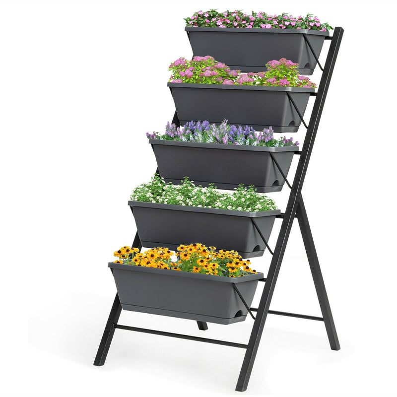 4 ft Vertical Raised Garden Bed with 5 Tiers for Patio Balcony Flower Herb