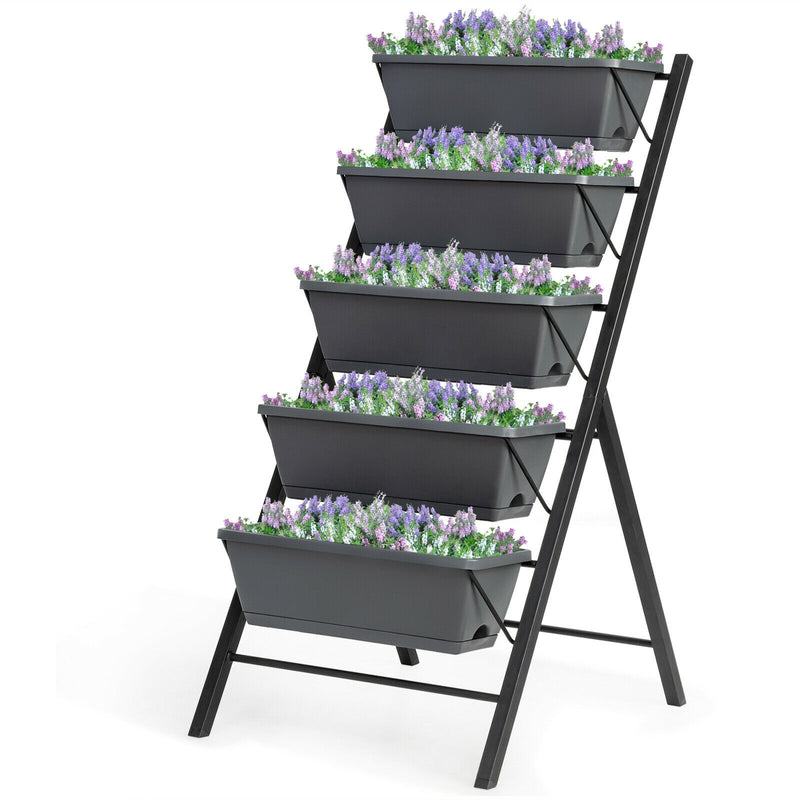 4 ft Vertical Raised Garden Bed with 5 Tiers for Patio Balcony Flower Herb