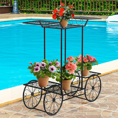 6-Tier Garden Cart Flower Rack Display Decor Pot Plant Holder