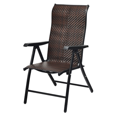 2 PCs Portable Rattan Folding Chairs with 5 Adjustable Positions