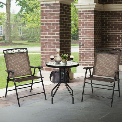 3 Pieces Portable and Folding Patio Bistro Set with table