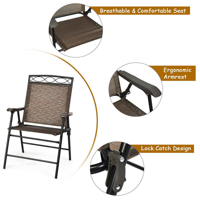 3 Pieces Portable and Folding Patio Bistro Set with table