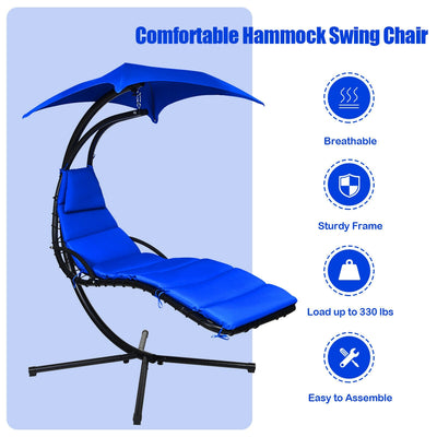 Hanging Stand Chaise Lounger Swing Chair with Pillow