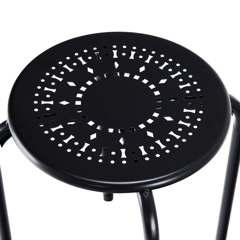 Set of 6 Stackable Multifunctional Daisy Design Backless Round Metal Stool Set