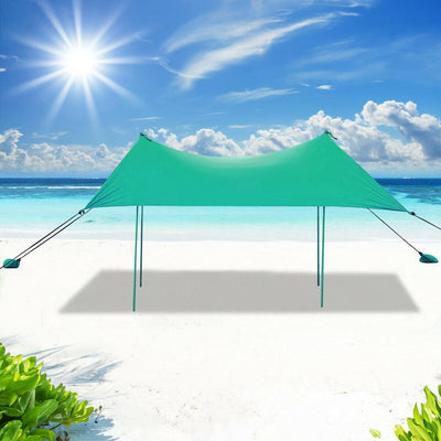 10' x 9' Family Beach Canopy with 4 Poles and Sandbag Anchors