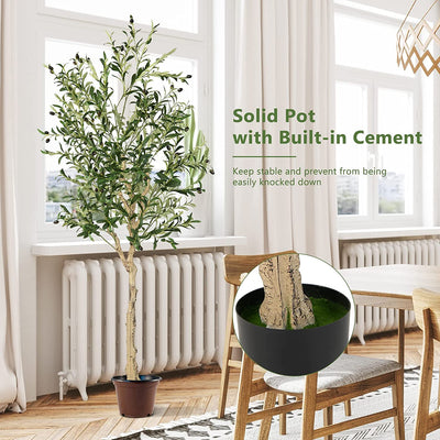 6 Feet 2-Pack Artificial Olive Tree in Cement Pot