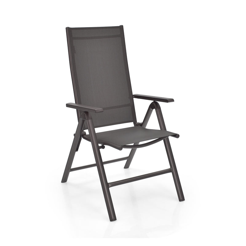 2 Pieces Patio Folding Dining Chairs Aluminium Adjustable Back