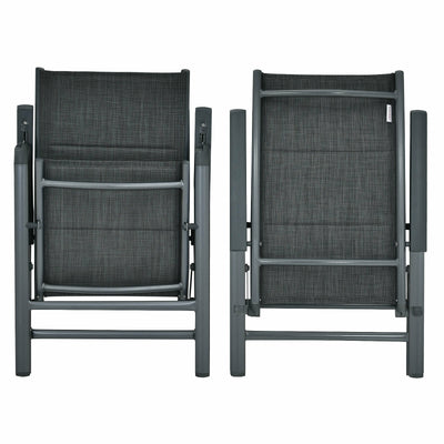 2 Pieces Patio Folding Dining Chairs with Aluminum Padded Adjustable Back