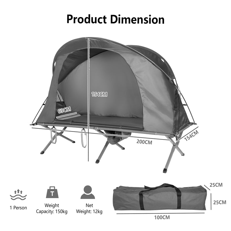 1-Person Cot Elevated Compact Tent Set with External Cover