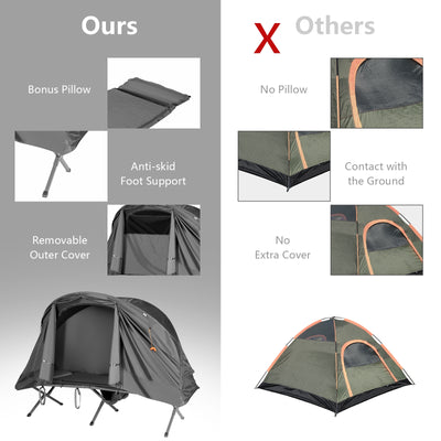 1-Person Cot Elevated Compact Tent Set with External Cover