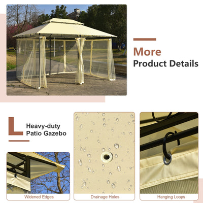 10 Feet x 13 Feet Tent Canopy Shelter with Removable Netting Sidewall