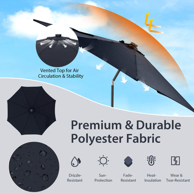 10 Feet Patio Umbrella with 112 Solar Lights and Crank Handle