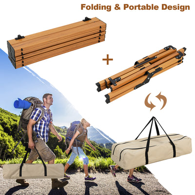 47 Inch Folding Lightweight Aluminum Camping Table with Wood Grain