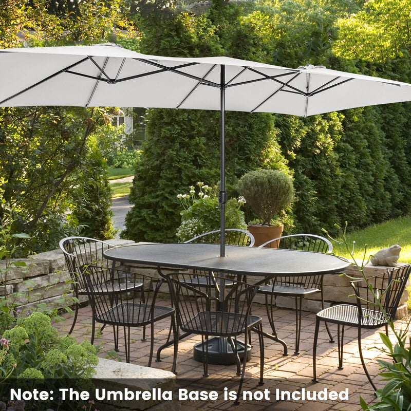 15 Feet Double-Sized Patio Umbrella with Crank Handle and Vented Tops