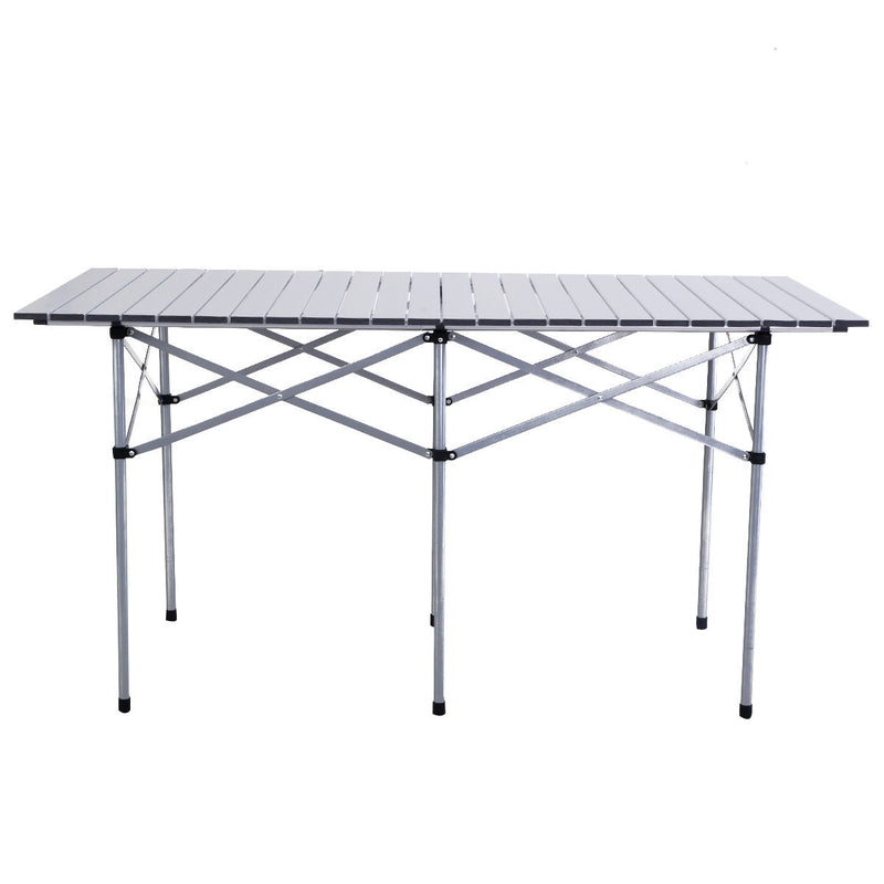 Aluminum Roll Up Folding Camping Rectangle Picnic Table