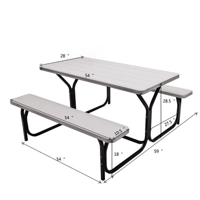HDPE Outdoor Picnic Table Bench Set with Metal Base