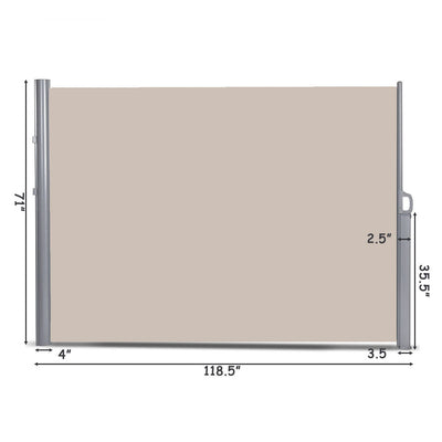 118.5"  x 71" Retractable Patio Folding Side Awning