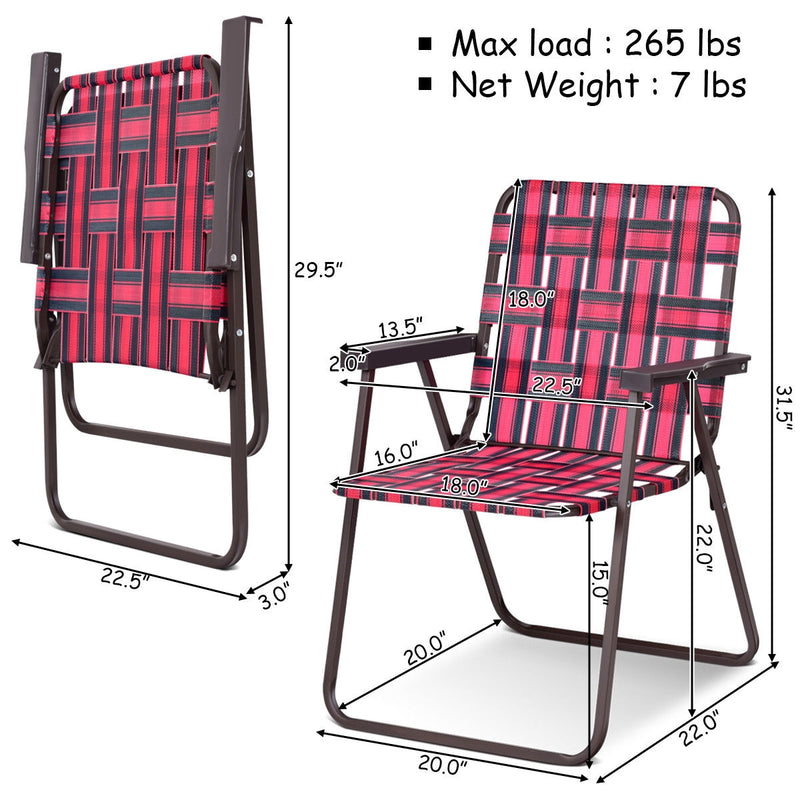 6 Pcs Folding Beach Chair and Lawn Web Chair