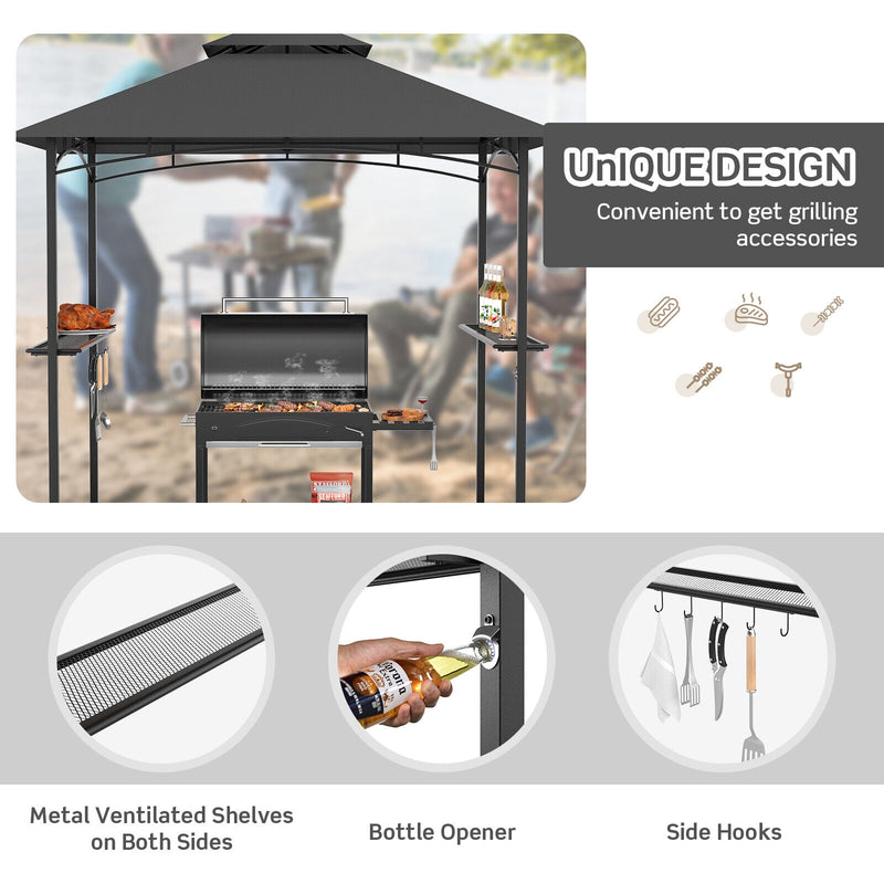 8 x 5 Feet Outdoor Barbecue Grill Gazebo Canopy Tent BBQ Shelter