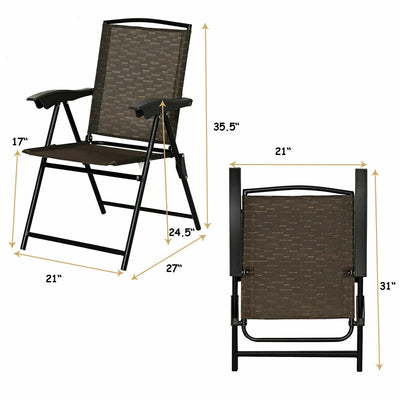 4 PCs Folding Chairs with Adjustable Backrest and Armrest