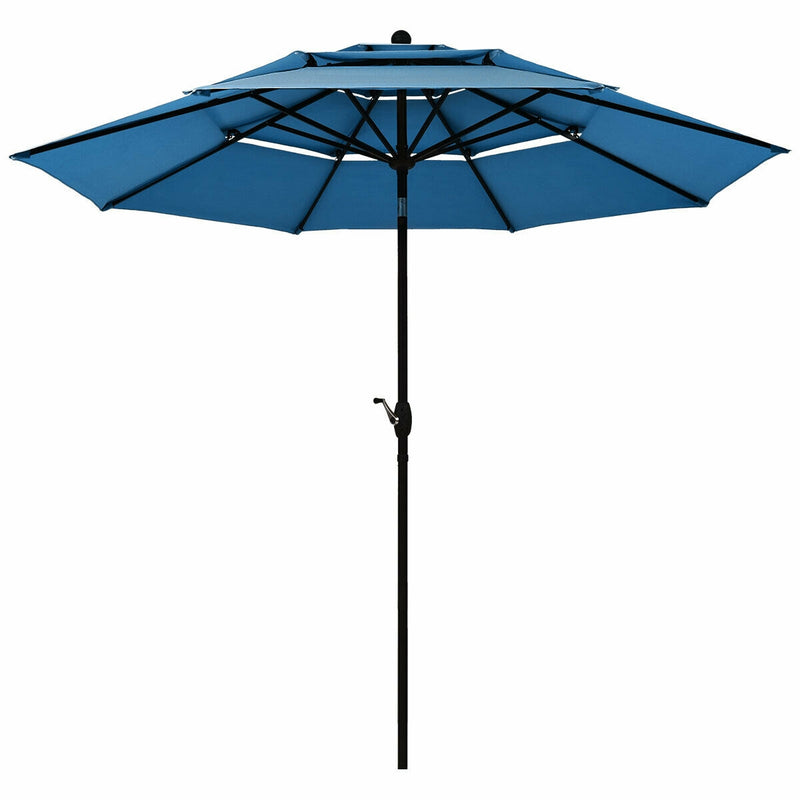 10ft 3 Tier Patio Umbrella Aluminum Sunshade Shelter Double Vented without Base