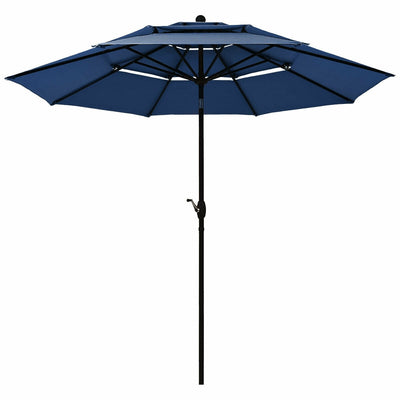 10ft 3 Tier Patio Umbrella Aluminum Sunshade Shelter Double Vented without Base