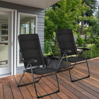 2 Pcs Folding Patio Chairs with Adjustable Backrest