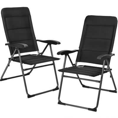 2 Pcs Folding Patio Chairs with Adjustable Backrest