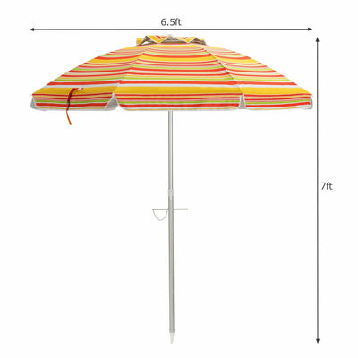 6.5 Feet Beach Umbrella with Sun Shade and Carry Bag without Weight Base