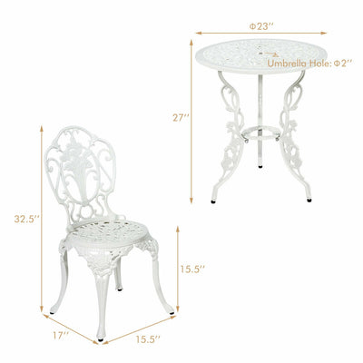 3 PCS Patio Table Chairs Furniture Bistro Set