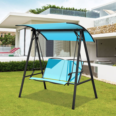 2 Person Patio Swing with Weather Resistant Glider and Adjustable Canopy