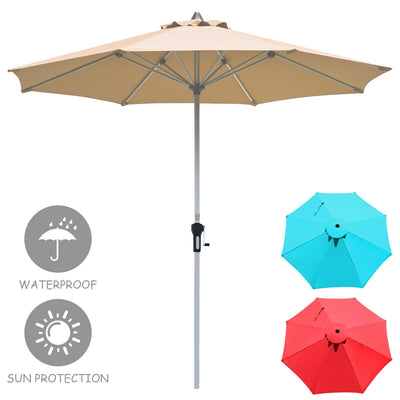 9' Patio Outdoor Market Umbrella with Aluminum Pole without Weight Base