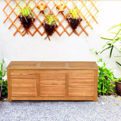 47 Gallon Acacia Wood Storage Bench Box for Patio Garden Deck